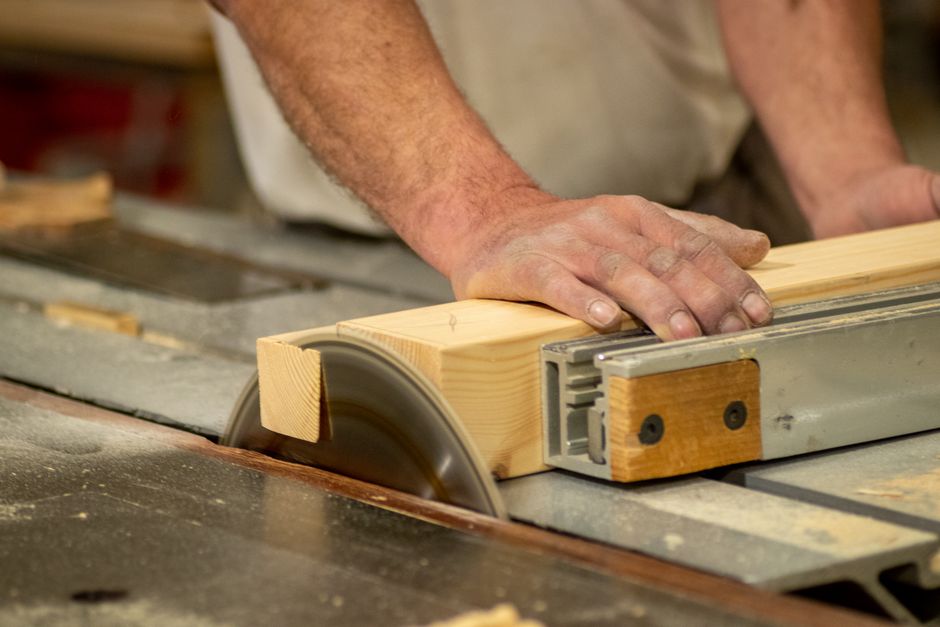 Master carpenter making custom cabinets